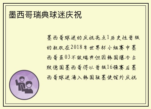 墨西哥瑞典球迷庆祝